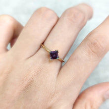 Load image into Gallery viewer, 18K Gold Plated 925 Sterling Silver Princess Cut 5x5mm Color Change Lab Alexandrite Engagement Ring June Birthstone - Shop &amp; Buy
