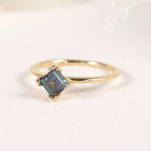 Load image into Gallery viewer, 18K Gold Plated 925 Sterling Silver Princess Cut 5x5mm Color Change Lab Alexandrite Engagement Ring June Birthstone - Shop &amp; Buy
