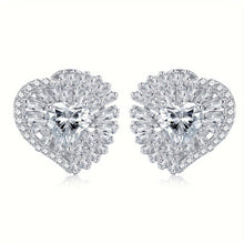Load image into Gallery viewer, 18K Gold Plated S925 Moissanite Stud Earrings, Full Inlaid Moissanite Chunky Love Heart Shaped Stud Earrings - Shop &amp; Buy
