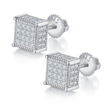 Load image into Gallery viewer, 18K Gold Plated Square 925 Sterling Silver Hip Hop Earrings Iced Out Moissanite Screw Back Stud Earring For Men - Shop &amp; Buy
