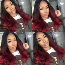 Load image into Gallery viewer, 1B Burgundy Lace Wigs Human Hair Pre Plucked 4x4 Body Wave Human Hair Wig 180% Density Wine Red Wig Colored Burgundy Wig - Shop &amp; Buy