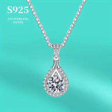 Load image into Gallery viewer, 1ct Moissanite Exquisite Water Drop Pendant Necklace - 925 Sterling Silver, 18K Gold Plated - Shop &amp; Buy
