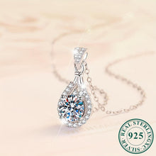 Load image into Gallery viewer, 1ct Moissanite Exquisite Water Drop Pendant Necklace - 925 Sterling Silver, 18K Gold Plated - Shop &amp; Buy
