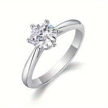 Load image into Gallery viewer, 1ct Moissanite Ring - Sterling Silver, Sparkling Six-Prong, Timeless Design for Ladies - Shop &amp; Buy
