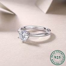 Load image into Gallery viewer, 1ct Moissanite Ring - Sterling Silver, Sparkling Six-Prong, Timeless Design for Ladies - Shop &amp; Buy
