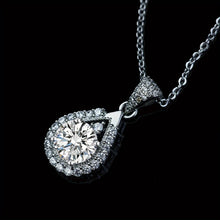 Load image into Gallery viewer, 1ct Moissanite Teardrop Pendant Necklace - Sparkling 925 Sterling Silver, Seductive Style - Shop &amp; Buy
