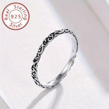 Load image into Gallery viewer, 1pc 925 Sterling Silver Band Ring Retro Carving On The Surface Suitable For Men And Women - Shop &amp; Buy
