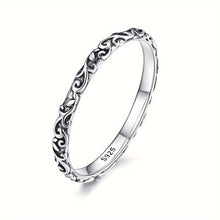 Load image into Gallery viewer, 1pc 925 Sterling Silver Band Ring Retro Carving On The Surface Suitable For Men And Women - Shop &amp; Buy
