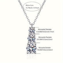 Load image into Gallery viewer, 1pc 925 Sterling Silver Total 1.8ct Moissanite Necklace Elegant Style Three Stacking Round Moissanite Pendant Jewelry - Shop &amp; Buy
