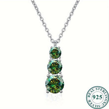Load image into Gallery viewer, 1pc 925 Sterling Silver Total 1.8ct Moissanite Necklace Elegant Style Three Stacking Round Moissanite Pendant Jewelry - Shop &amp; Buy
