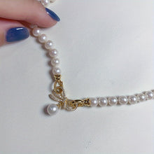 Load image into Gallery viewer, 1pc Freshwater Pearl Necklace, Elegant Style Zircon Bow Decor Pearl Necklace - Shop &amp; Buy
