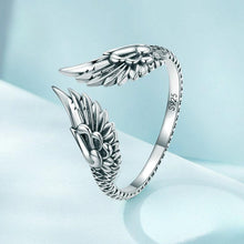 Load image into Gallery viewer, 1pc S925 Sterling Silver Wings Open Ring, Simple Retro Guardian Feather Finger Ring Hand Jewelry - Shop &amp; Buy
