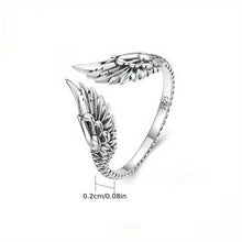 Load image into Gallery viewer, 1pc S925 Sterling Silver Wings Open Ring, Simple Retro Guardian Feather Finger Ring Hand Jewelry - Shop &amp; Buy
