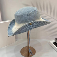 Load image into Gallery viewer, 1pc Women Western Cowboy Hat, Vintage Washed Distressed Tie-Dye Bucket Hat - Shop &amp; Buy

