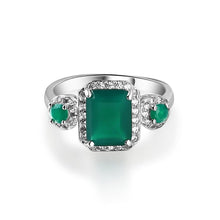 Load image into Gallery viewer, 2.28Ct Emerald Cut Natural Green Agate Gemstone Vintage Rings Solid 925 Sterling Silver Fine Jewelry For Women - Shop &amp; Buy
