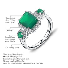 Load image into Gallery viewer, 2.28Ct Emerald Cut Natural Green Agate Gemstone Vintage Rings Solid 925 Sterling Silver Fine Jewelry For Women - Shop &amp; Buy