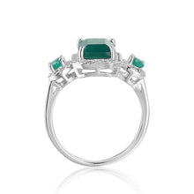 Load image into Gallery viewer, 2.28Ct Emerald Cut Natural Green Agate Gemstone Vintage Rings Solid 925 Sterling Silver Fine Jewelry For Women - Shop &amp; Buy
