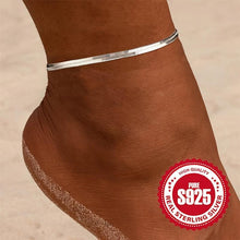 Load image into Gallery viewer, 2.6g/0.09oz S925 Sterling Silver Chic Flat Snake Chain Anklet - Shop &amp; Buy
