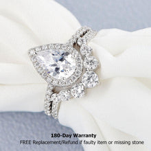 Load image into Gallery viewer, 2.7Ct Halo Pear Cut 925 Silver Engagement Ring Set for Women Cambered Wedding Band High Grade Cz Luxury Bridal Jewelry - Shop &amp; Buy
