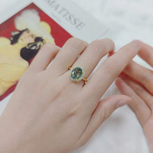 Load image into Gallery viewer, 2.85CT 8X10mm Moss Agate Oval Cut Unique Cluster Halo Engagement Rings in 925 Sterling Silver Women Gemstone Ring - Shop &amp; Buy
