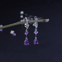 Load image into Gallery viewer, 2.87Ct Natural Purple Amethyst Drop Earring 925 Sterling Silver Flower Vintage Earrings For Women Fine Jewelry - Shop &amp; Buy
