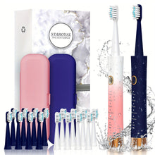 Load image into Gallery viewer, 2-Pack Sonic Electric Toothbrush - Dual Pack for Convenience with 16 Replacement Brush Heads - Shop &amp; Buy
