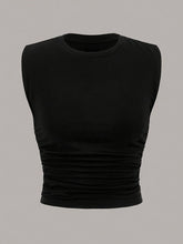 Load image into Gallery viewer, 2 Packs Plus Size Solid Ruched Tank Tops, Casual Crew Neck Sleeveless Top For Spring &amp; Summer - Shop &amp; Buy
