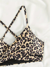 Load image into Gallery viewer, 2-Piece Leopard Print Bikini Set - V-Neck with Crisscross Detailing, Stretch-Fit Spaghetti Straps - Shop &amp; Buy

