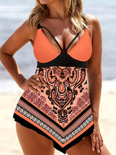 Load image into Gallery viewer, 2-Piece Tribal Print Tankini Set for Women - Flattering V-Neck with Handkerchief Hem and High-Cut Bottoms - Shop &amp; Buy
