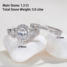 Load image into Gallery viewer, 2 Pieces Engagement Ring Set for Women 925 Sterling Silver Brilliant Pear Oval Cut AAAAA Cz Bridal Wedding Jewelry - Shop &amp; Buy
