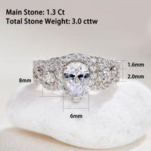 Load image into Gallery viewer, 2 Pieces Engagement Ring Set for Women 925 Sterling Silver Brilliant Pear Oval Cut AAAAA Cz Bridal Wedding Jewelry - Shop &amp; Buy
