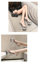 Load image into Gallery viewer, 20CM PVC Anti-skid Pole Dance Pumps Women&#39;s Thin Heel Sexy Transparent Crystal Shoes - Shop &amp; Buy
