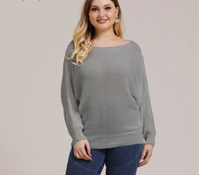 Load image into Gallery viewer, Winter Batwing Sleeve Plus Size Sweater Women Grey Large Pullover Ladies Loose Oversize Jumper Big Jerseys Curvy Knitwear
