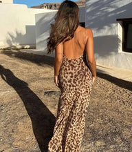 Load image into Gallery viewer, Summer New Woman Dress Leopard Print Sleeveless Vintage Slim Long Dresses Sexy Backless
