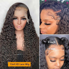 Load image into Gallery viewer, 28 30 32 Inch Deep Wave Frontal Wig Human Hair Wigs For Black Women Brazilian Hair 13x4 Hd Transparent Water Wave Lace Front Wig - Shop &amp; Buy
