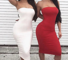 Load image into Gallery viewer, Sexy Off Shoulder Tube Dress Summer Women Black White Basic Bodycon Sundress
