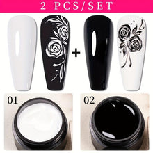 Load image into Gallery viewer, 2Pcs Glitter Gel Nail Polish Kit - White &amp; Black, Colorful, Semi-Permanent Top Coat for Shimmering Manicures - Long-Lasting, Easy Application - Shop &amp; Buy
