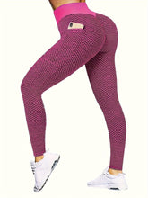 Load image into Gallery viewer, 2pcs Honeycomb High Waist Yoga Leggings With Pocket, Butt Lifting Stretch Running Sports Tight Pants - Shop &amp; Buy
