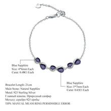 Load image into Gallery viewer, 3.41Ct Natural Blue Sapphire Bracelet 925 Sterling Silver Gemstone Adjustable Bracelet For Women Wedding Jewelry - Shop &amp; Buy
