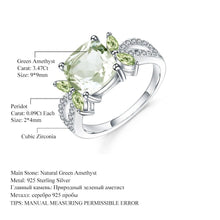 Load image into Gallery viewer, 3.47Ct Natural Green Prasiolite Amethyst Ring 925 Sterling Sliver Wedding Engagement Rings For Women Fine Jewelry - Shop &amp; Buy
