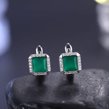 Load image into Gallery viewer, 3.77Ct Natural Green Agate Gemstone Vintage Stud Earrings 925 Sterling Silver Fine Jewelry For Women - Shop &amp; Buy
