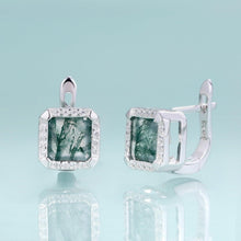 Load image into Gallery viewer, 3.77Ct Natural Moss Agate Gemstone Clip Earrings 925 Sterling Silver Fine Jewelry Earrings For Women - Shop &amp; Buy

