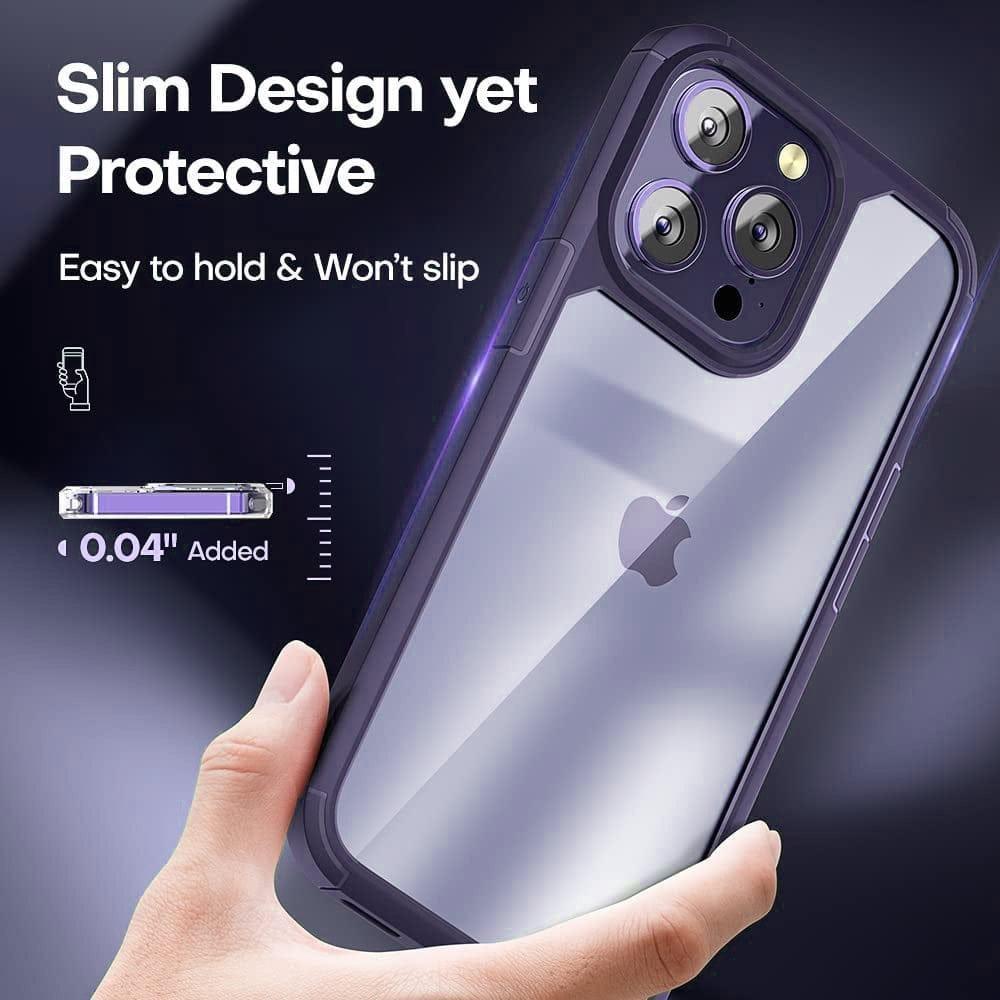 【3 in 1】Case for iPhone 14 Pro Max with Tempered Glass Screen Protector Matte-Finish All-Round Protection Shockproof Cover - Shop & Buy