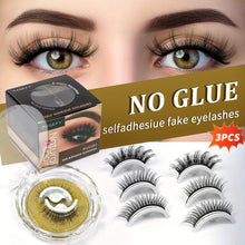 Load image into Gallery viewer, 3-Pack Self-Adhesive Faux Mink Eyelashes - Reusable, Natural Cat Eye &amp; Cross Styles - Shop &amp; Buy
