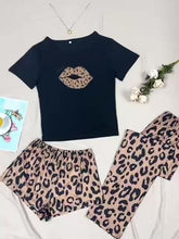 Load image into Gallery viewer, 3-Piece Leopard Print Pajama Set - Ultra-Soft &amp; Breathable, Short Sleeve Top with Slight Stretch, Loose Shorts &amp; Long Pants - Shop &amp; Buy
