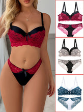 Load image into Gallery viewer, 3 Sets Sexy Lingerie Set, Color Block Floral Lace Cami Bra &amp; Bow Decor Panties, Women Lingerie &amp; Underwear - Shop &amp; Buy
