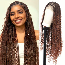 Load image into Gallery viewer, 36 Bohemian Chic Box Braids Wig - Triangle Knotless &amp; Curly - Synthetic Embroidered Double Lace Wigs - Shop &amp; Buy
