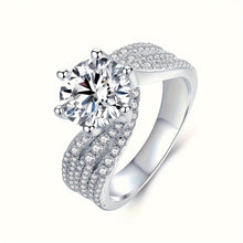 Load image into Gallery viewer, 3ct Dazzling Moissanite Womens Ring - Sterling Silver Luxury Design - Perfect for Engagement, Wedding &amp; Valentines Day - Shop &amp; Buy
