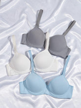 Load image into Gallery viewer, 3pcs Simple Solid T-Shirt Bras, Comfy &amp; Breathable Push Up Bra, Womens Lingerie &amp; Underwear - Shop &amp; Buy
