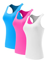 Load image into Gallery viewer, 3pcs Solid Color Sports Tank Top, Racerback Workout Running Sleeveless Tops, Women&#39;s Tops - Shop &amp; Buy

